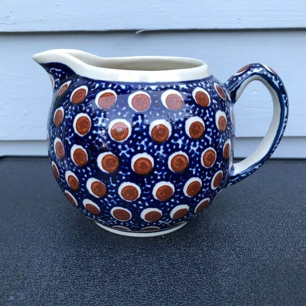 BOLESLAWIEC CREAMER PITCHER POLISH POTTERY STONEWARE POLAND HAND MADE